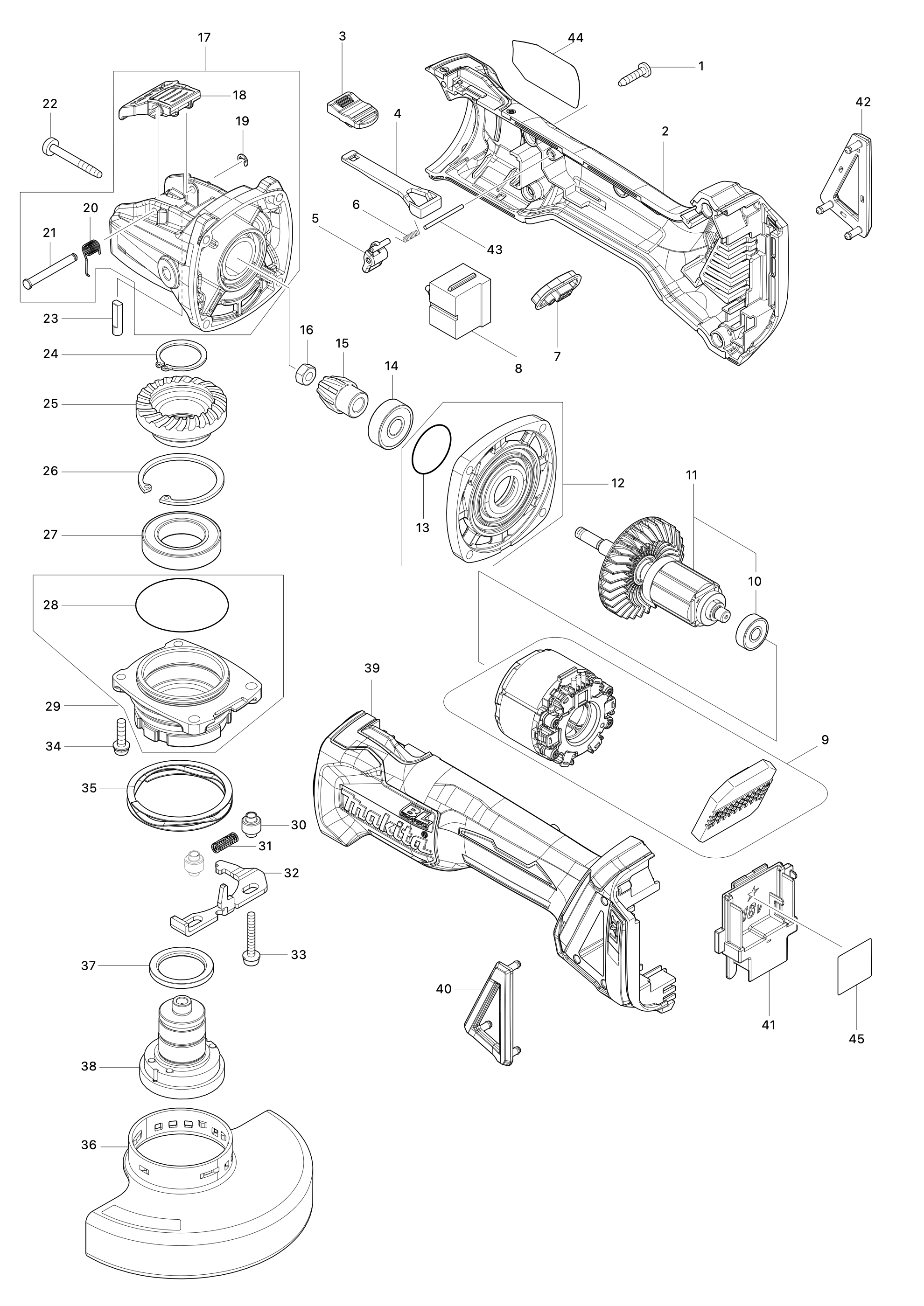 Akku-winkelschleifer Dga521