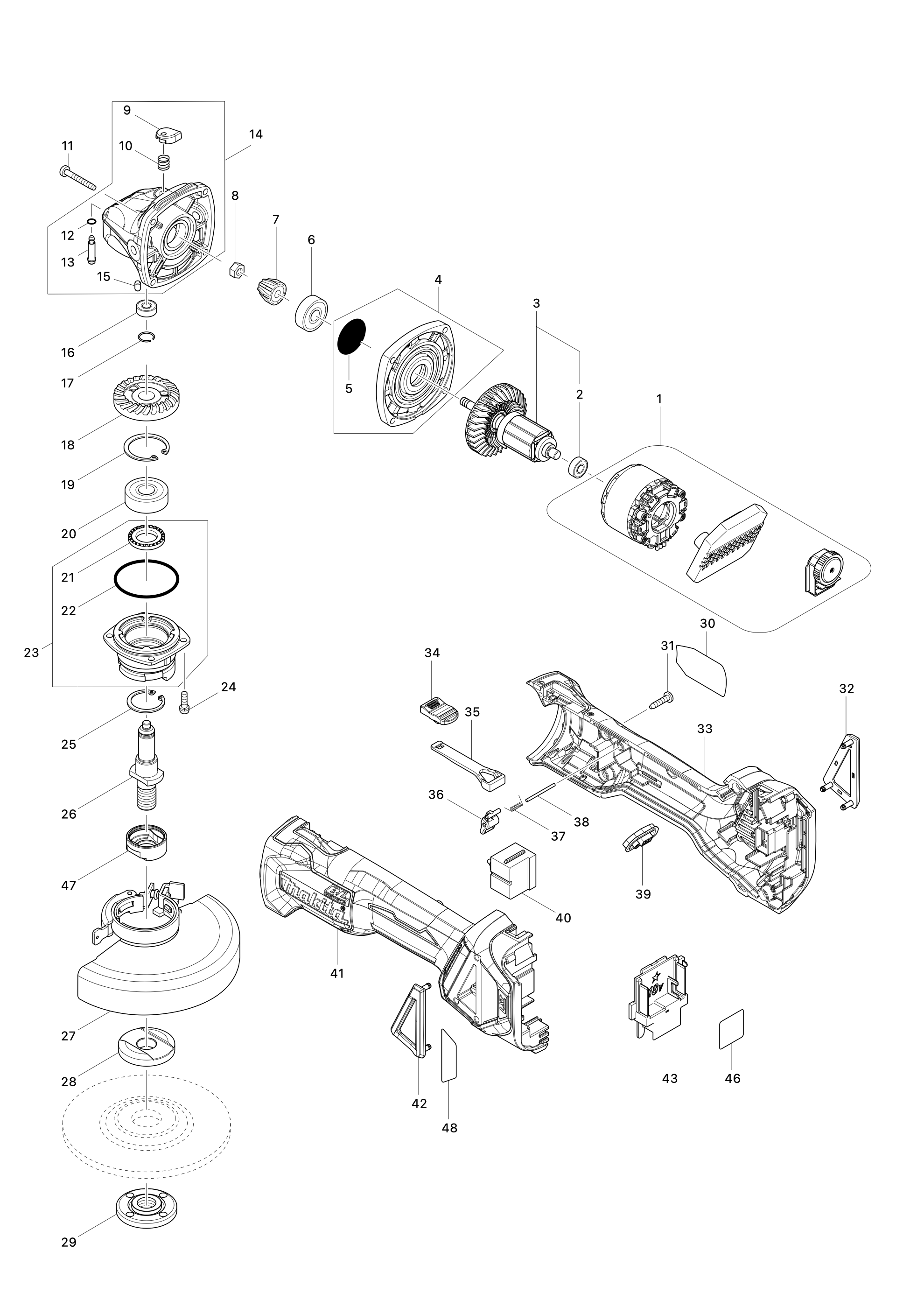 Akku-winkelschleifer Dga513