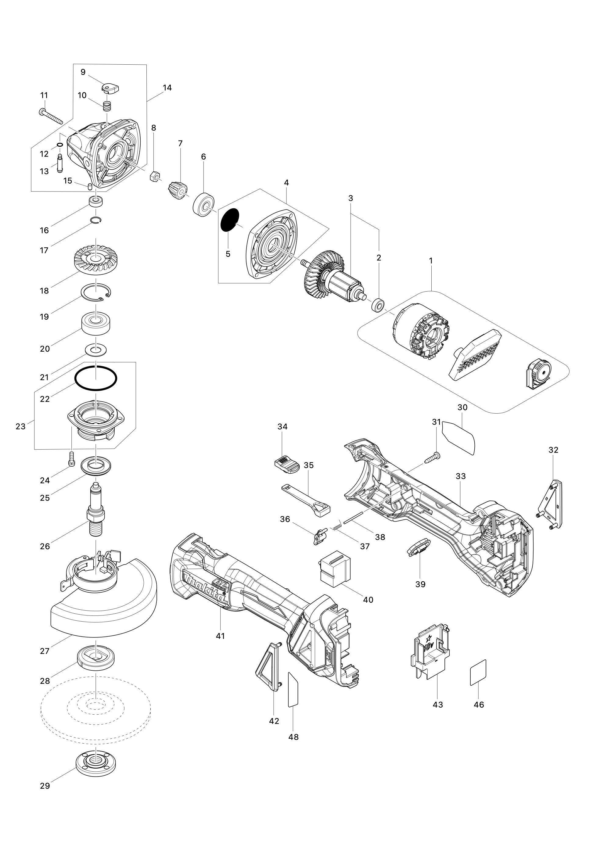 Akku-winkelschleifer Dga511
