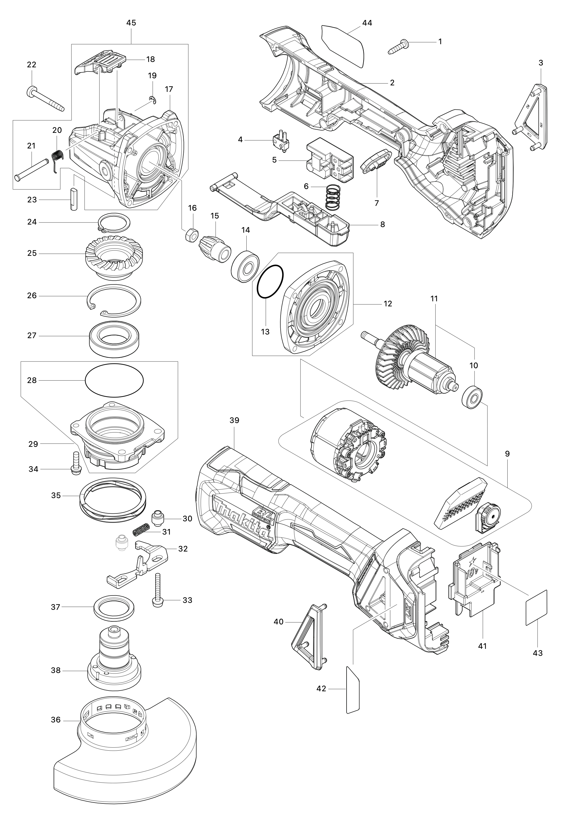 Akku-winkelschleifer Dga519