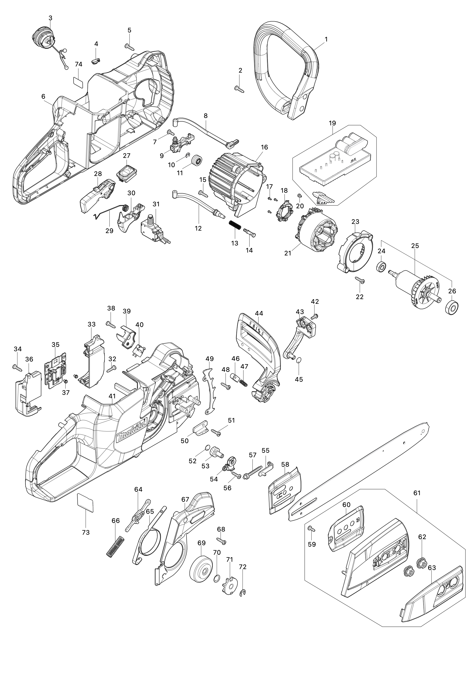 Akku-kettensäge Uc025g