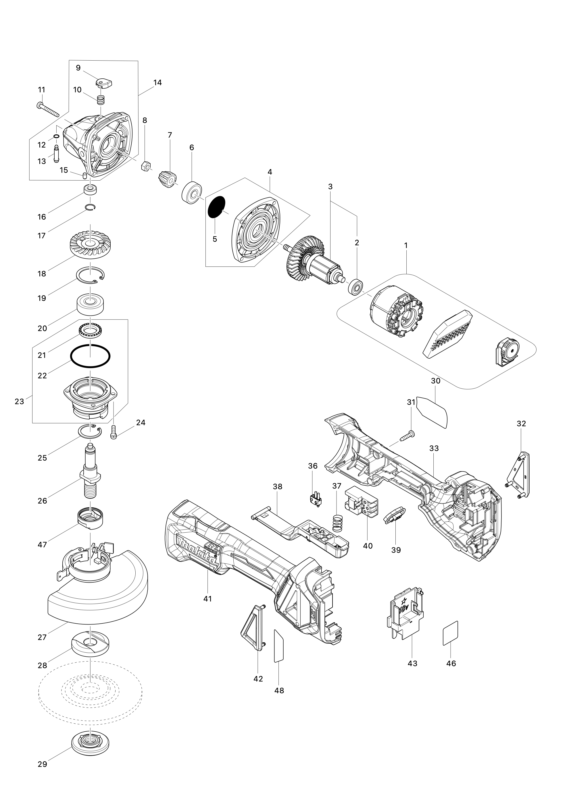 Akku-winkelschleifer Dga517