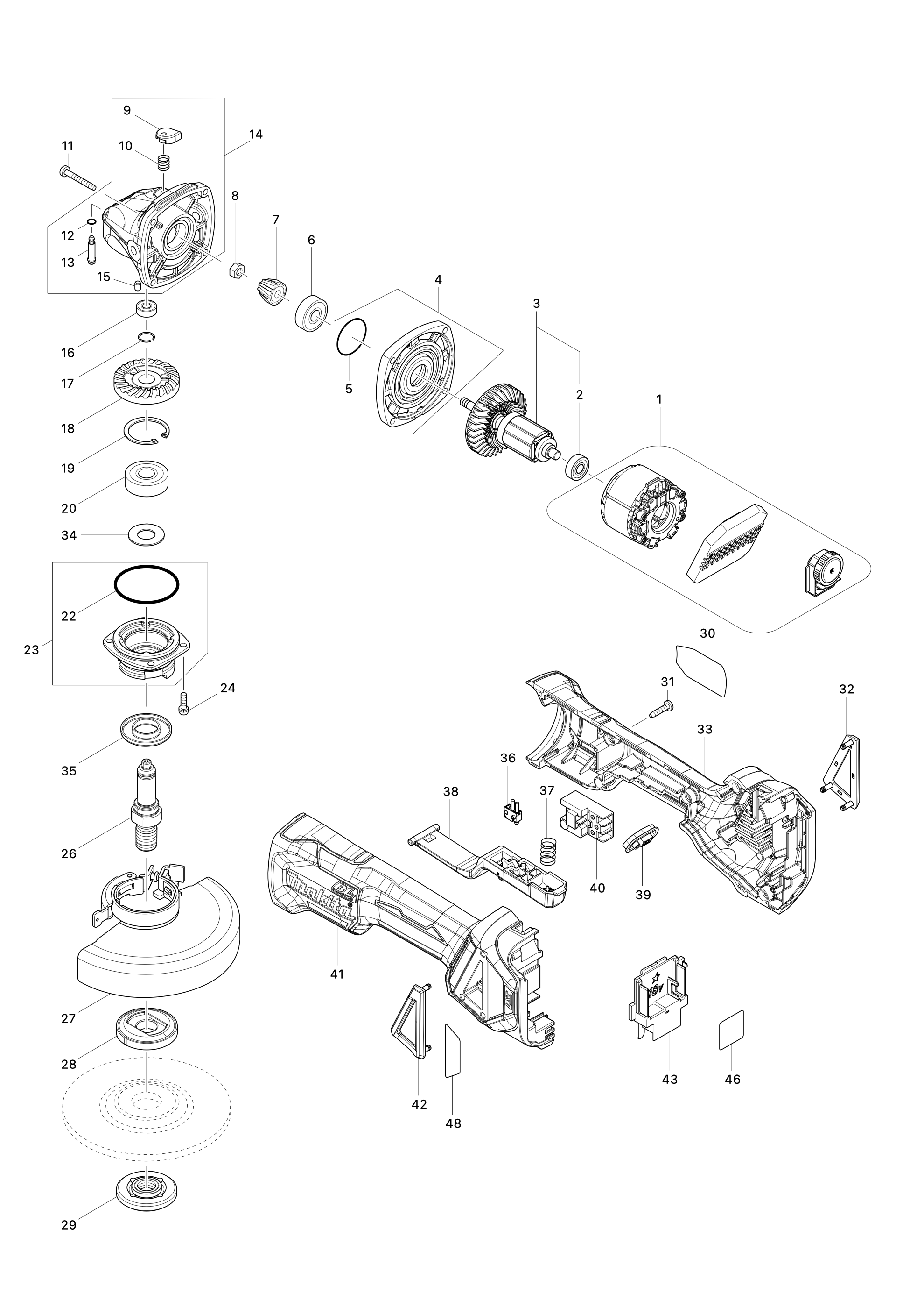 Akku-winkelschleifer Dga515