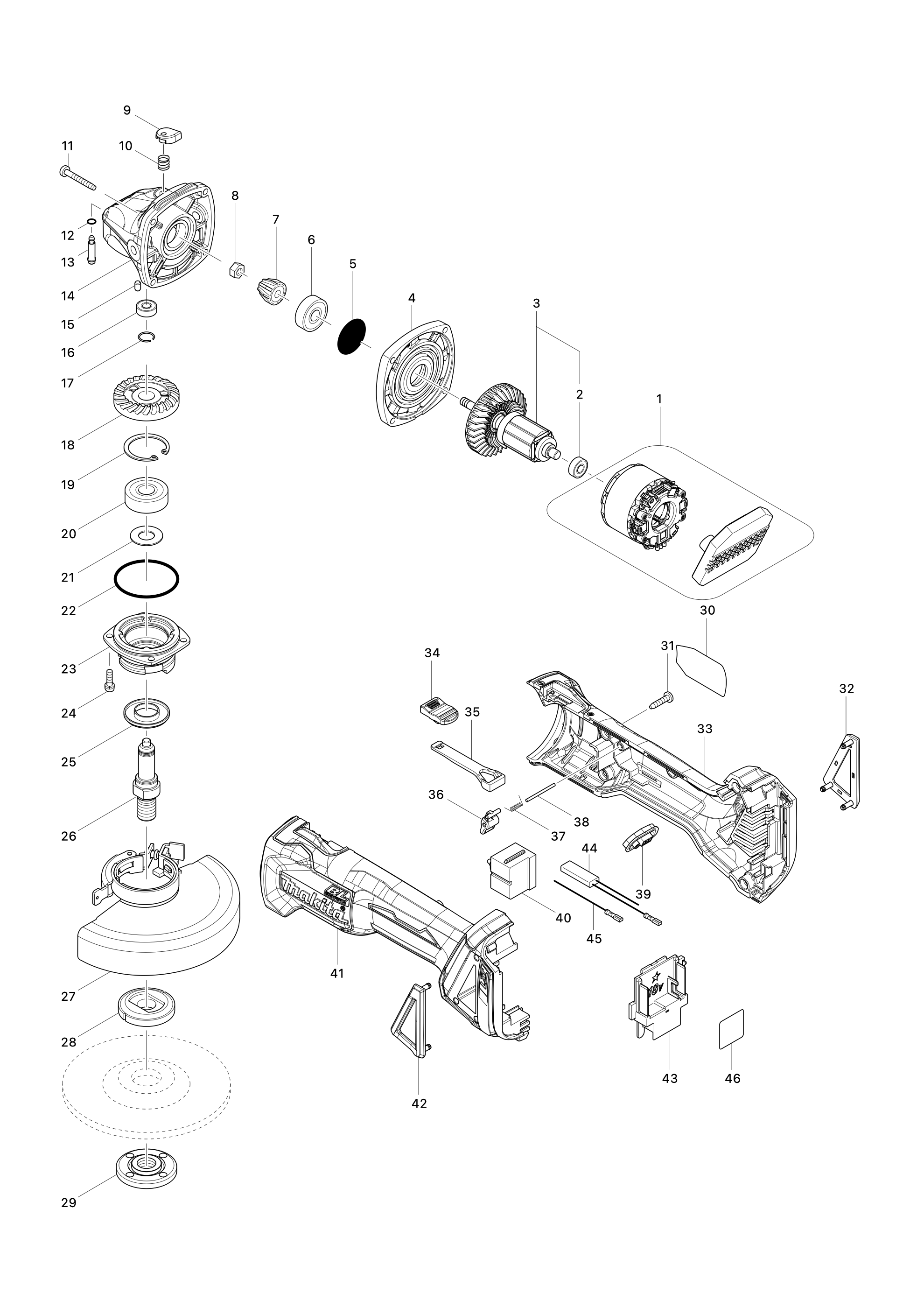 Akku-winkelschleifer Dga504