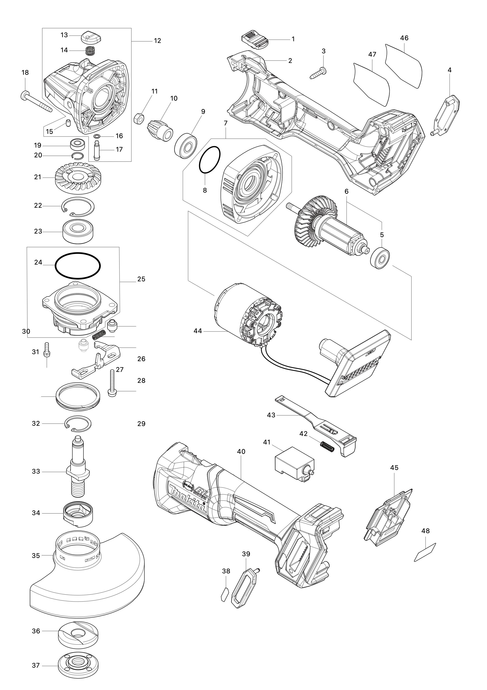 Akku-winkelschleifer Ga005g